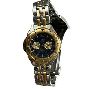 Guess Men’s Waterpro Watch Blue Face Stainless Steel Band Two Tone Vintage